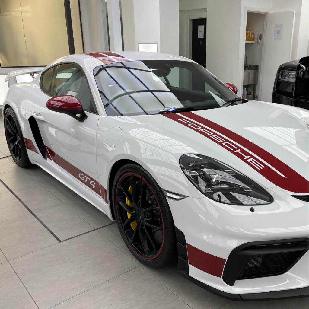 718 GT4 Style Side Stripe, 'PORSCHE' Style Centre Stripe & 'PORSCHE' Style Spoiler Decal Set